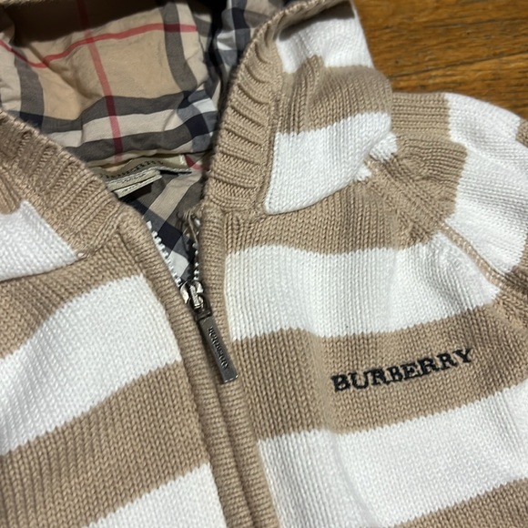 Burberry Tan and White Striped Kids Hoodie - Picture 2 of 14